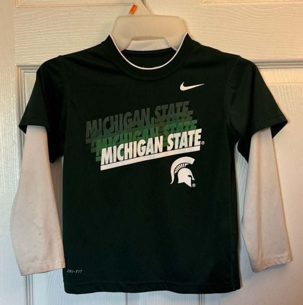 Nike Michigan State Spartans Youth Size 6 Dri-Fit Layered Long Sleeve Shirt